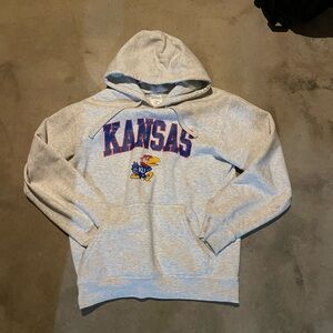 Gray Kansas Hoodie with Jayhawk Logo